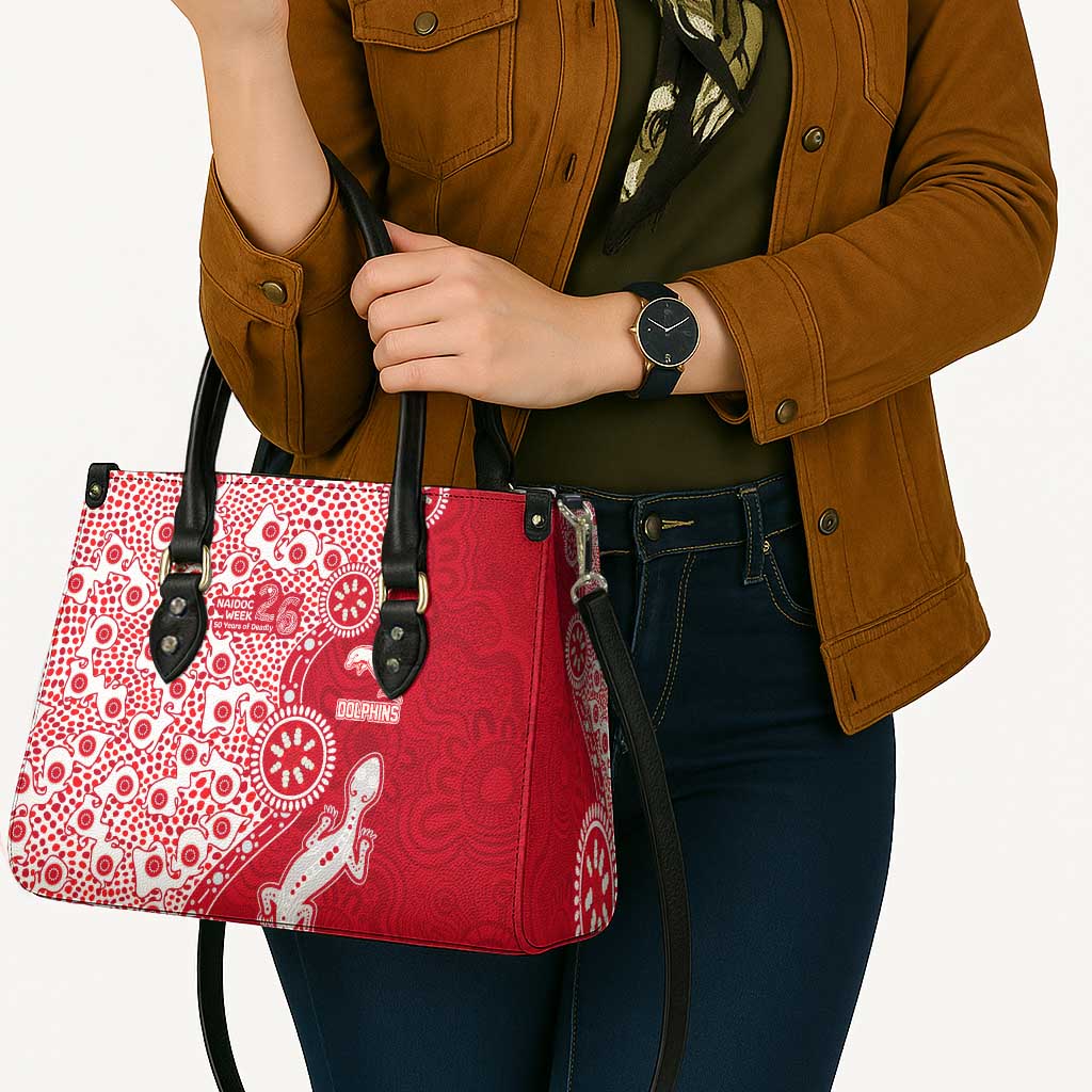 Dolphins NRL NAIDOC Week 2026 Leather Bag Aboriginal Lizard Dot Painting - 50 Years of Deadly