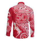 Dolphins NRL NAIDOC Week 2026 Long Sleeve Button Shirt Aboriginal Lizard Dot Painting - 50 Years of Deadly