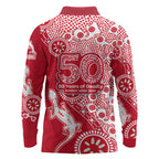 Dolphins NRL NAIDOC Week 2026 Long Sleeve Polo Shirt Aboriginal Lizard Dot Painting - 50 Years of Deadly