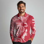 Dolphins NRL NAIDOC Week 2026 Long Sleeve Polo Shirt Aboriginal Lizard Dot Painting - 50 Years of Deadly