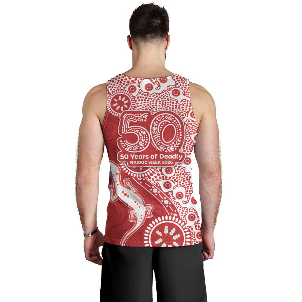 Dolphins NRL NAIDOC Week 2026 Men Tank Top Aboriginal Lizard Dot Painting - 50 Years of Deadly