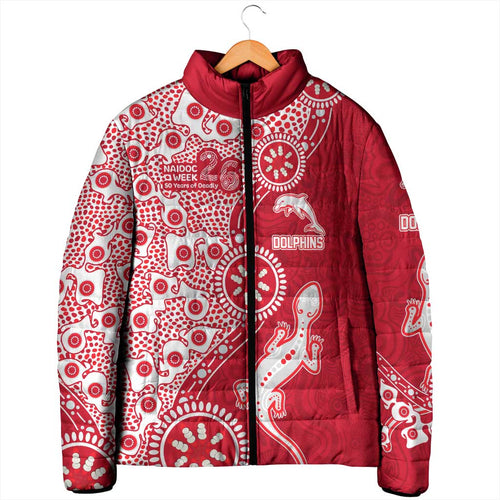 Dolphins NRL NAIDOC Week 2026 Padded Jacket Aboriginal Lizard Dot Painting - 50 Years of Deadly