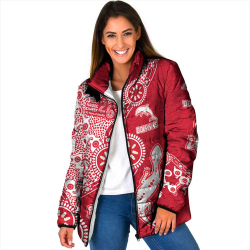 Dolphins NRL NAIDOC Week 2026 Padded Jacket Aboriginal Lizard Dot Painting - 50 Years of Deadly