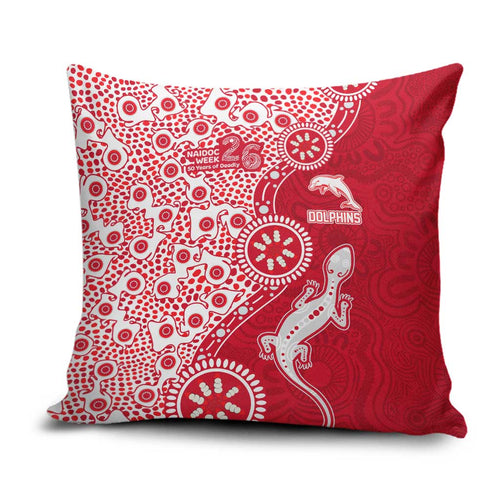 Dolphins NRL NAIDOC Week 2026 Pillow Cover Aboriginal Lizard Dot Painting - 50 Years of Deadly
