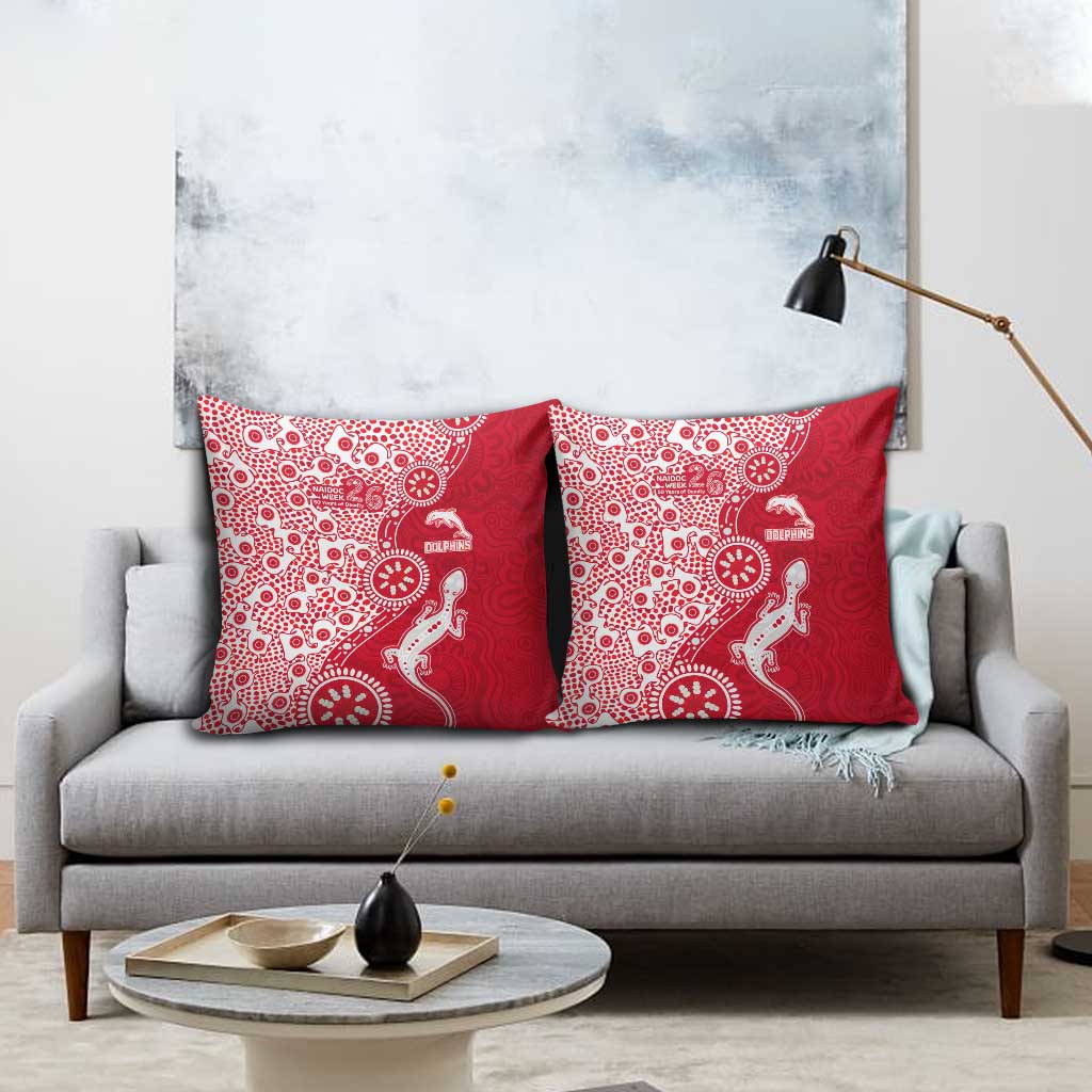 Dolphins NRL NAIDOC Week 2026 Pillow Cover Aboriginal Lizard Dot Painting - 50 Years of Deadly