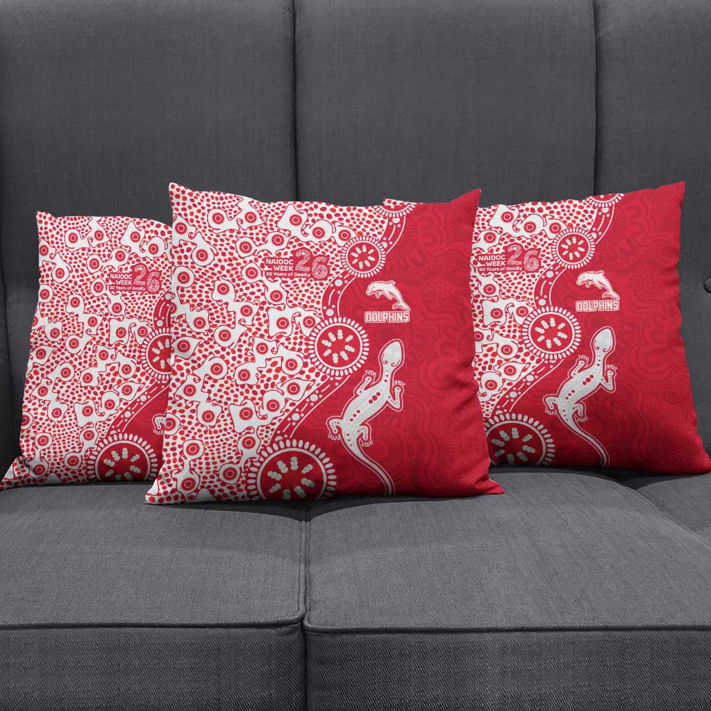 Dolphins NRL NAIDOC Week 2026 Pillow Cover Aboriginal Lizard Dot Painting - 50 Years of Deadly
