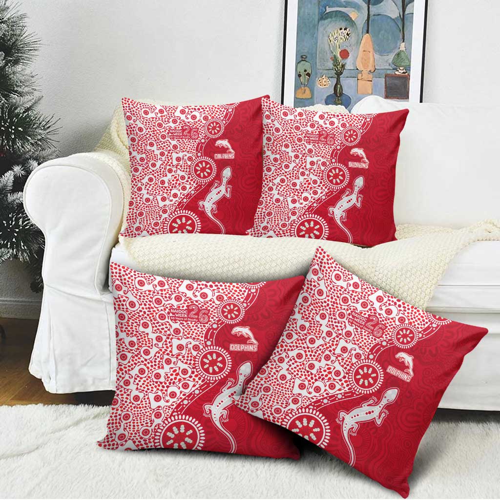 Dolphins NRL NAIDOC Week 2026 Pillow Cover Aboriginal Lizard Dot Painting - 50 Years of Deadly