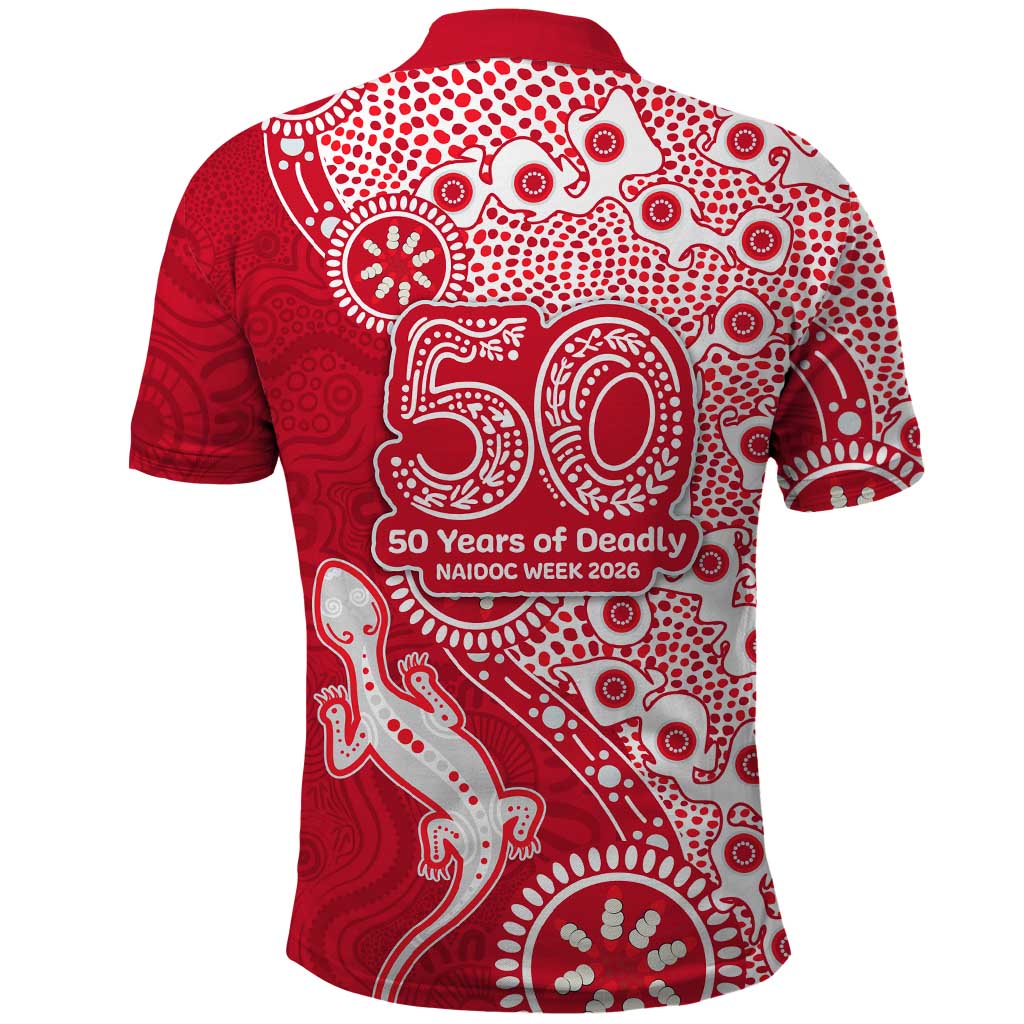 Dolphins NRL NAIDOC Week 2026 Polo Shirt Aboriginal Lizard Dot Painting - 50 Years of Deadly