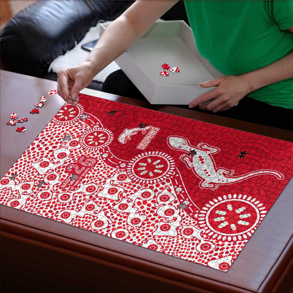 Dolphins NRL NAIDOC Week 2026 Puzzle Aboriginal Lizard Dot Painting - 50 Years of Deadly