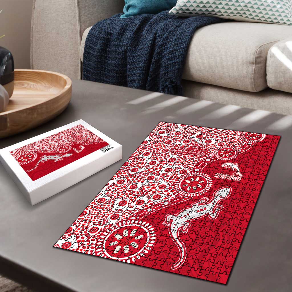 Dolphins NRL NAIDOC Week 2026 Puzzle Aboriginal Lizard Dot Painting - 50 Years of Deadly