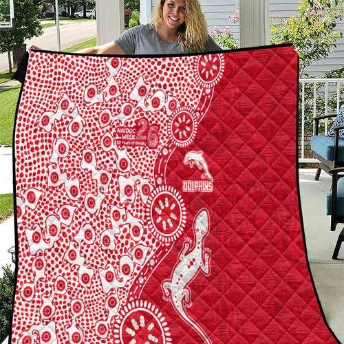 Dolphins NRL NAIDOC Week 2026 Quilt Aboriginal Lizard Dot Painting - 50 Years of Deadly