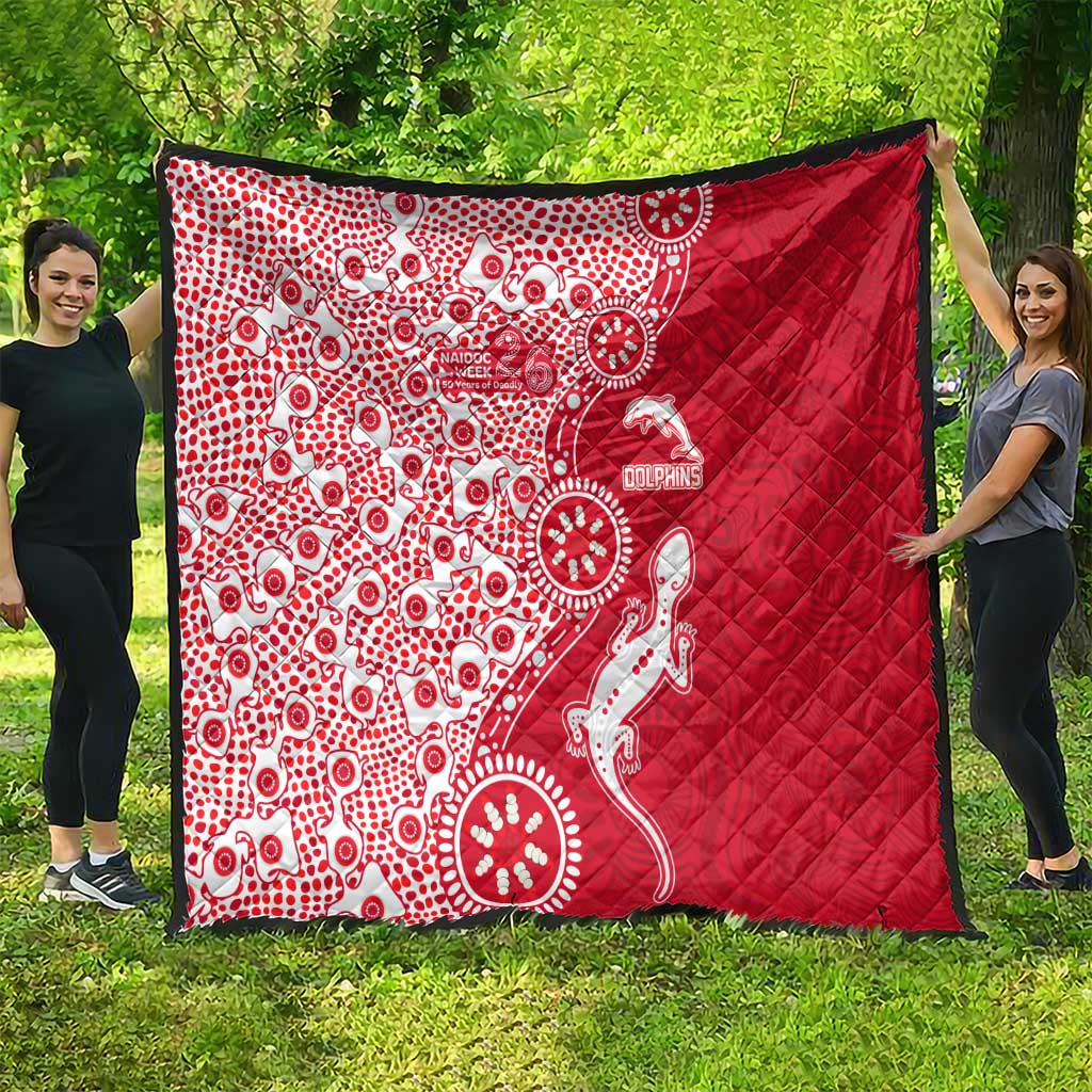 Dolphins NRL NAIDOC Week 2026 Quilt Aboriginal Lizard Dot Painting - 50 Years of Deadly