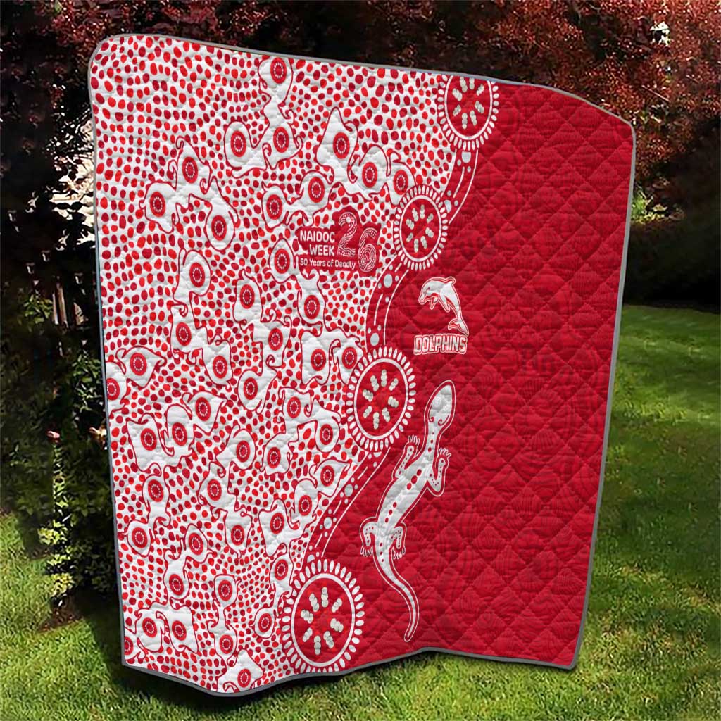 Dolphins NRL NAIDOC Week 2026 Quilt Aboriginal Lizard Dot Painting - 50 Years of Deadly