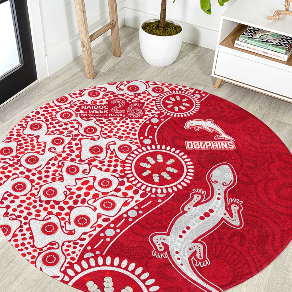 Dolphins NRL NAIDOC Week 2026 Round Carpet Aboriginal Lizard Dot Painting - 50 Years of Deadly