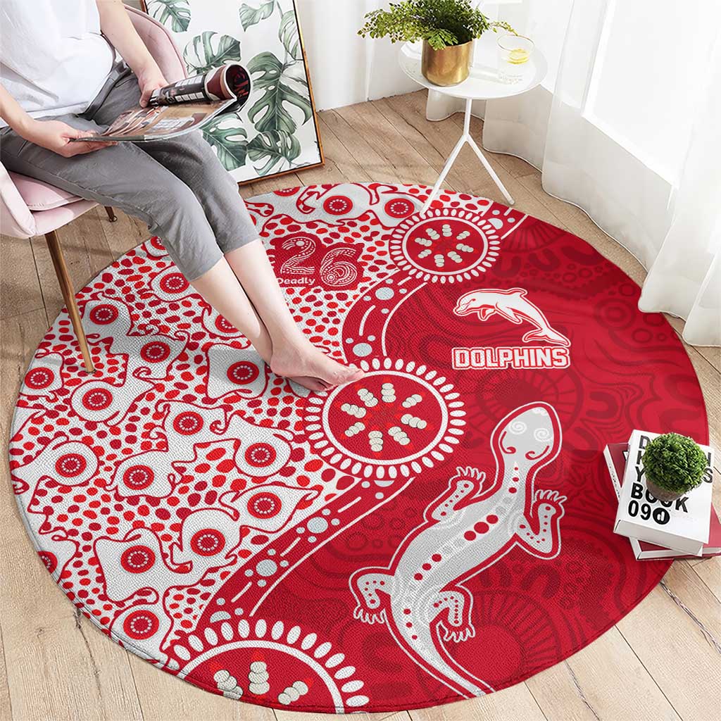 Dolphins NRL NAIDOC Week 2026 Round Carpet Aboriginal Lizard Dot Painting - 50 Years of Deadly