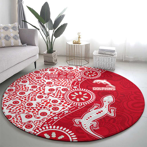Dolphins NRL NAIDOC Week 2026 Round Carpet Aboriginal Lizard Dot Painting - 50 Years of Deadly