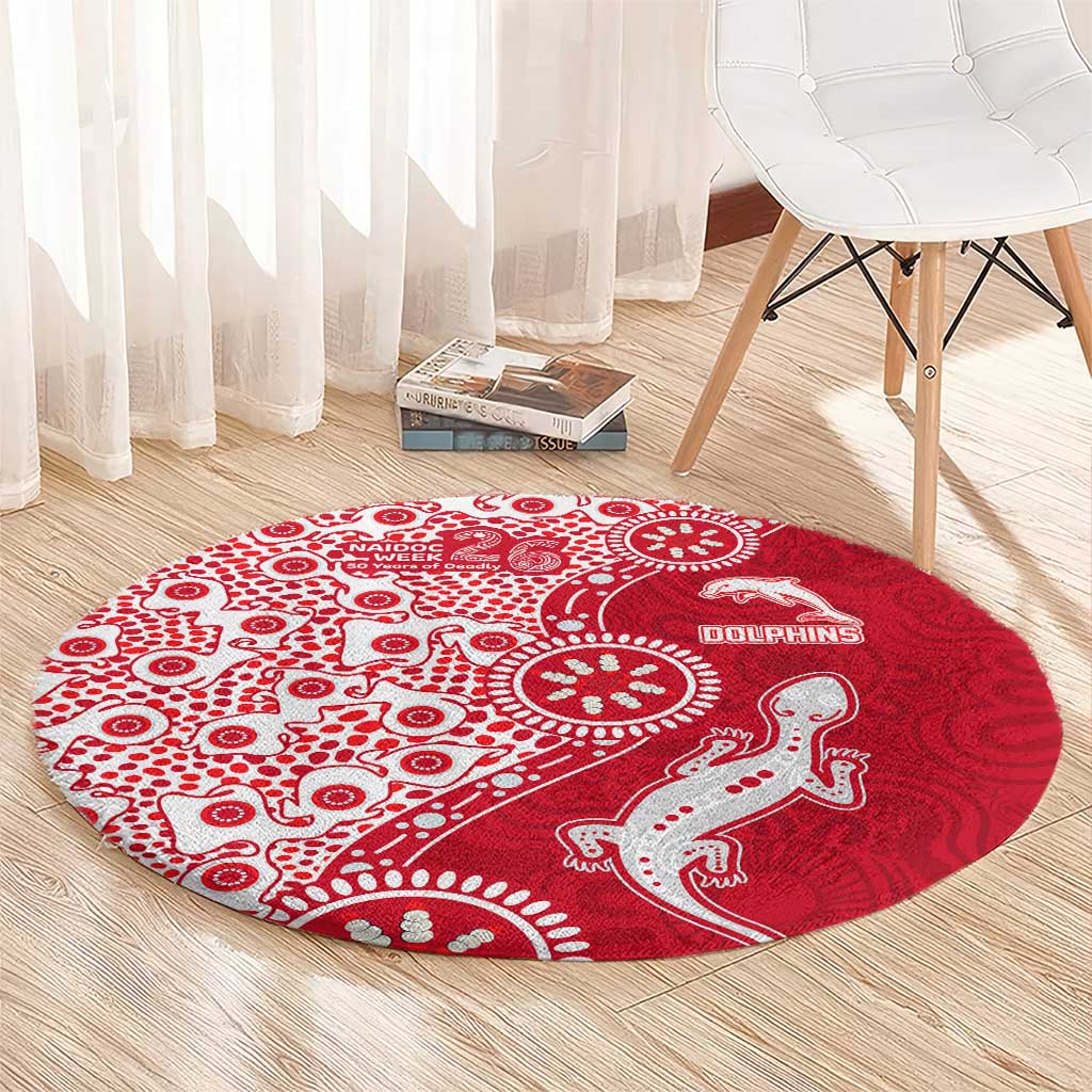 Dolphins NRL NAIDOC Week 2026 Round Carpet Aboriginal Lizard Dot Painting - 50 Years of Deadly