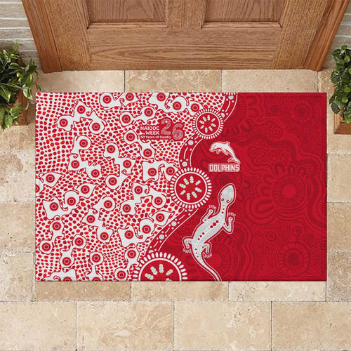 Dolphins NRL NAIDOC Week 2026 Rubber Doormat Aboriginal Lizard Dot Painting - 50 Years of Deadly