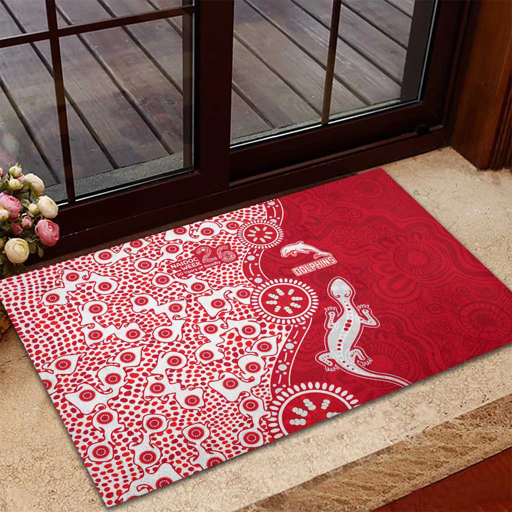Dolphins NRL NAIDOC Week 2026 Rubber Doormat Aboriginal Lizard Dot Painting - 50 Years of Deadly
