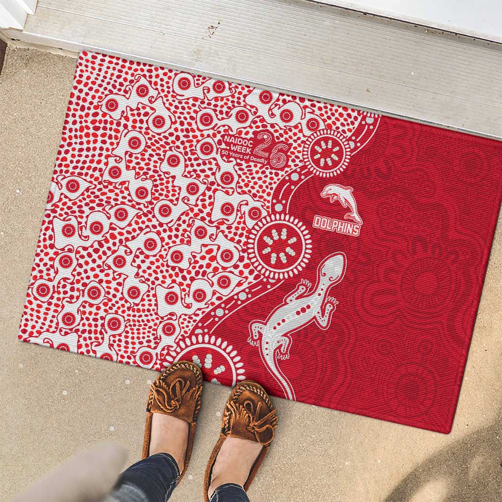 Dolphins NRL NAIDOC Week 2026 Rubber Doormat Aboriginal Lizard Dot Painting - 50 Years of Deadly