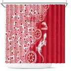 Dolphins NRL NAIDOC Week 2026 Shower Curtain Aboriginal Lizard Dot Painting - 50 Years of Deadly