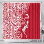 Dolphins NRL NAIDOC Week 2026 Shower Curtain Aboriginal Lizard Dot Painting - 50 Years of Deadly