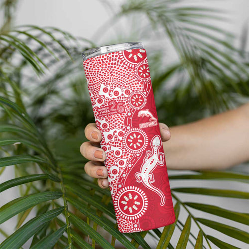 Dolphins NRL NAIDOC Week 2026 Skinny Tumbler Aboriginal Lizard Dot Painting - 50 Years of Deadly
