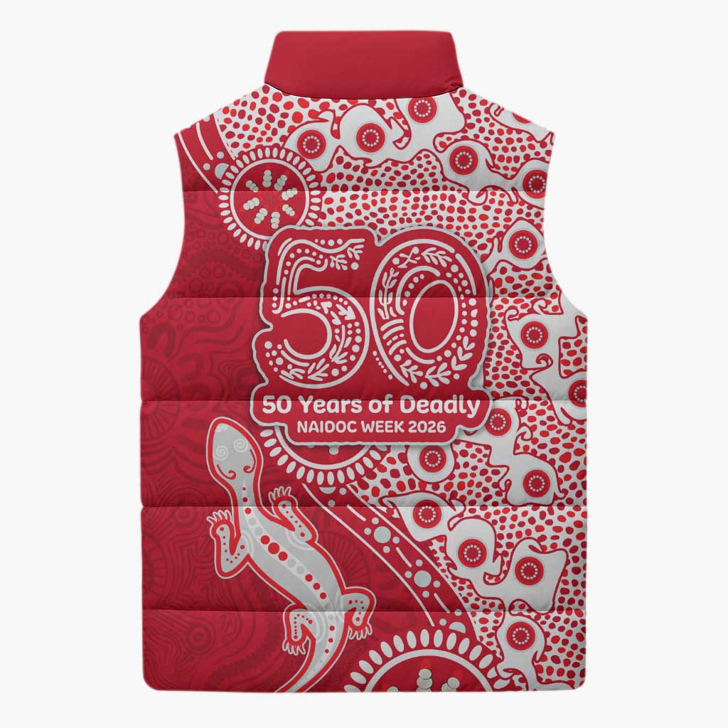 Dolphins NRL NAIDOC Week 2026 Sleeveless Puffer Jacket Aboriginal Lizard Dot Painting - 50 Years of Deadly