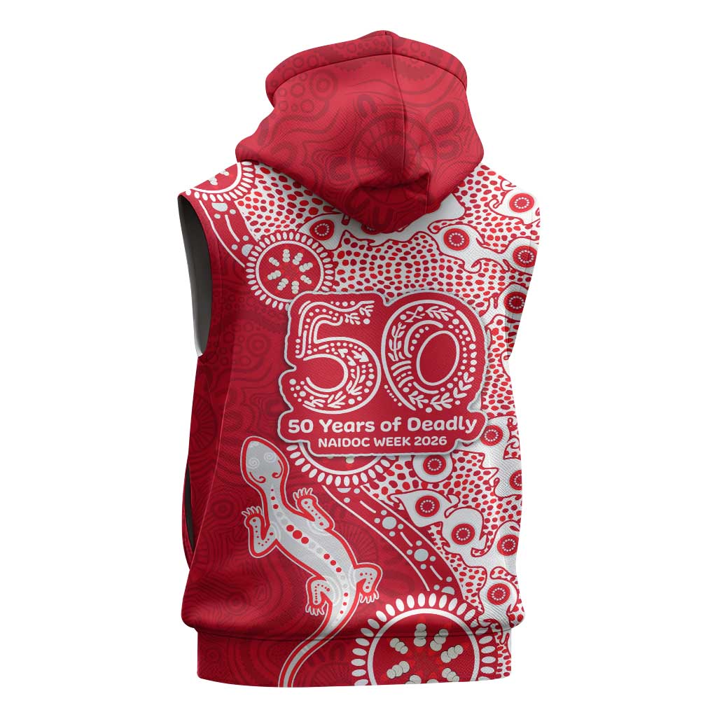 Dolphins NRL NAIDOC Week 2026 Sleeveless Zip Hoodie Aboriginal Lizard Dot Painting - 50 Years of Deadly