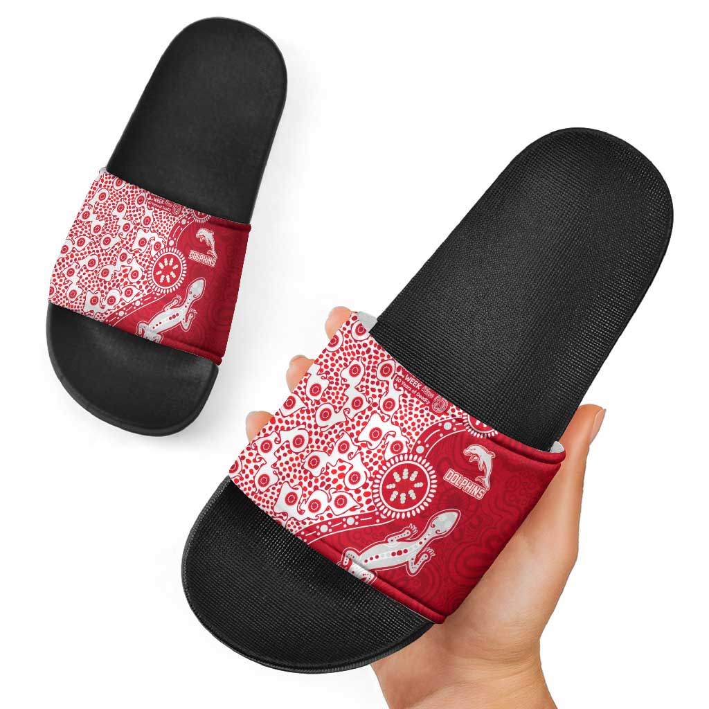 Dolphins NRL NAIDOC Week 2026 Slide Sandals Aboriginal Lizard Dot Painting - 50 Years of Deadly