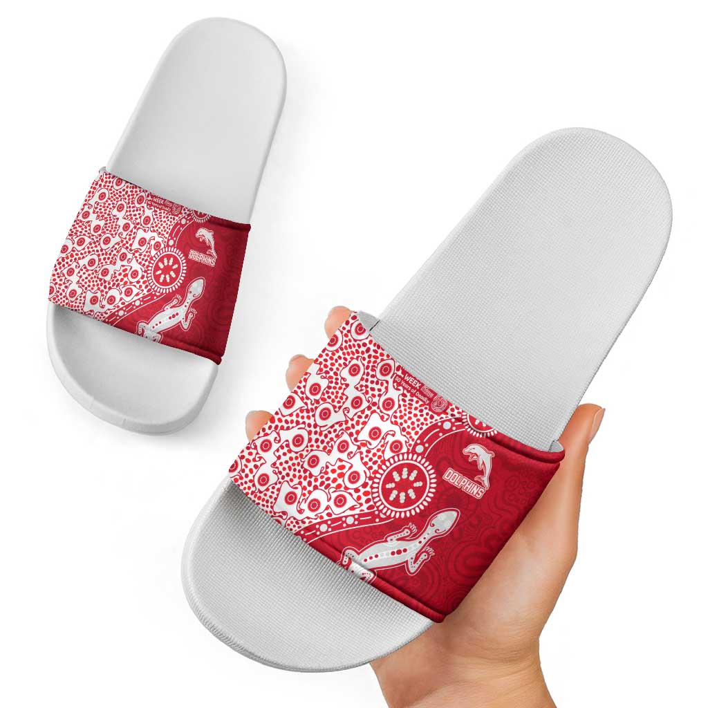 Dolphins NRL NAIDOC Week 2026 Slide Sandals Aboriginal Lizard Dot Painting - 50 Years of Deadly