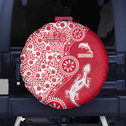 Dolphins NRL NAIDOC Week 2026 Spare Tire Cover Aboriginal Lizard Dot Painting - 50 Years of Deadly