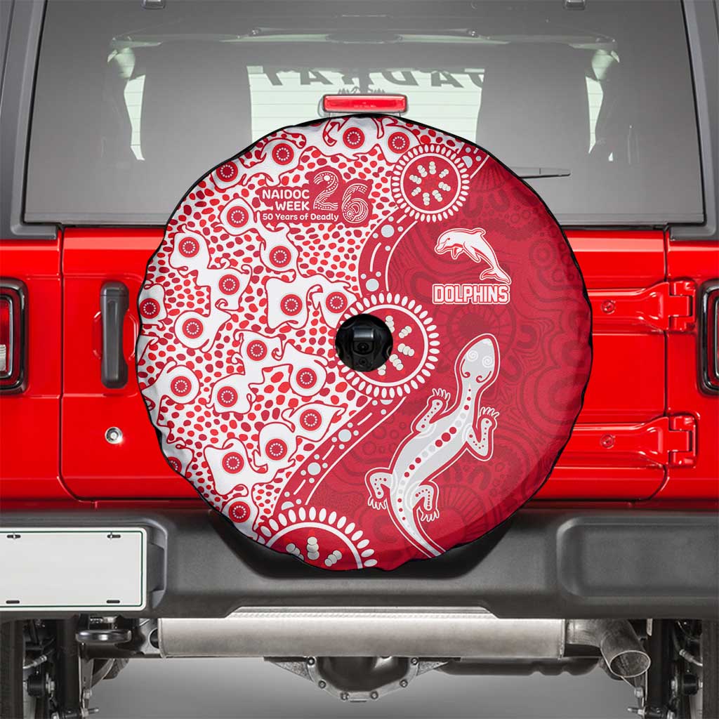 Dolphins NRL NAIDOC Week 2026 Spare Tire Cover Aboriginal Lizard Dot Painting - 50 Years of Deadly