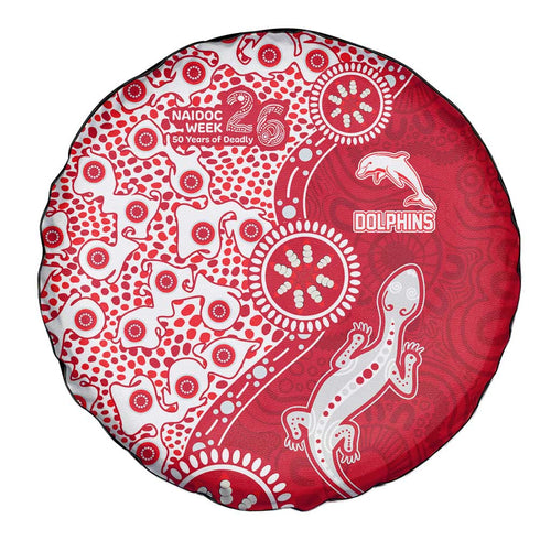 Dolphins NRL NAIDOC Week 2026 Spare Tire Cover Aboriginal Lizard Dot Painting - 50 Years of Deadly