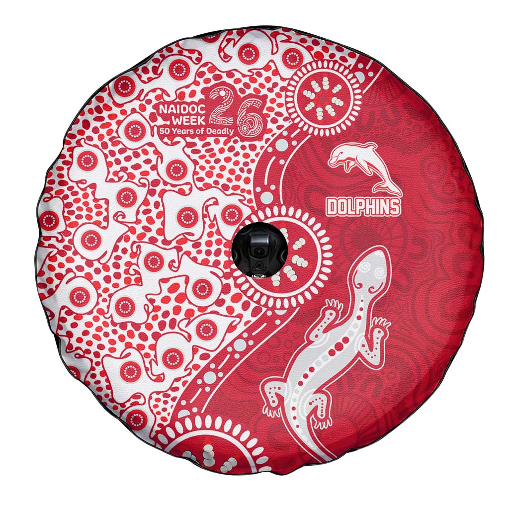 Dolphins NRL NAIDOC Week 2026 Spare Tire Cover Aboriginal Lizard Dot Painting - 50 Years of Deadly