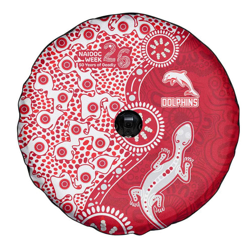Dolphins NRL NAIDOC Week 2026 Spare Tire Cover Aboriginal Lizard Dot Painting - 50 Years of Deadly