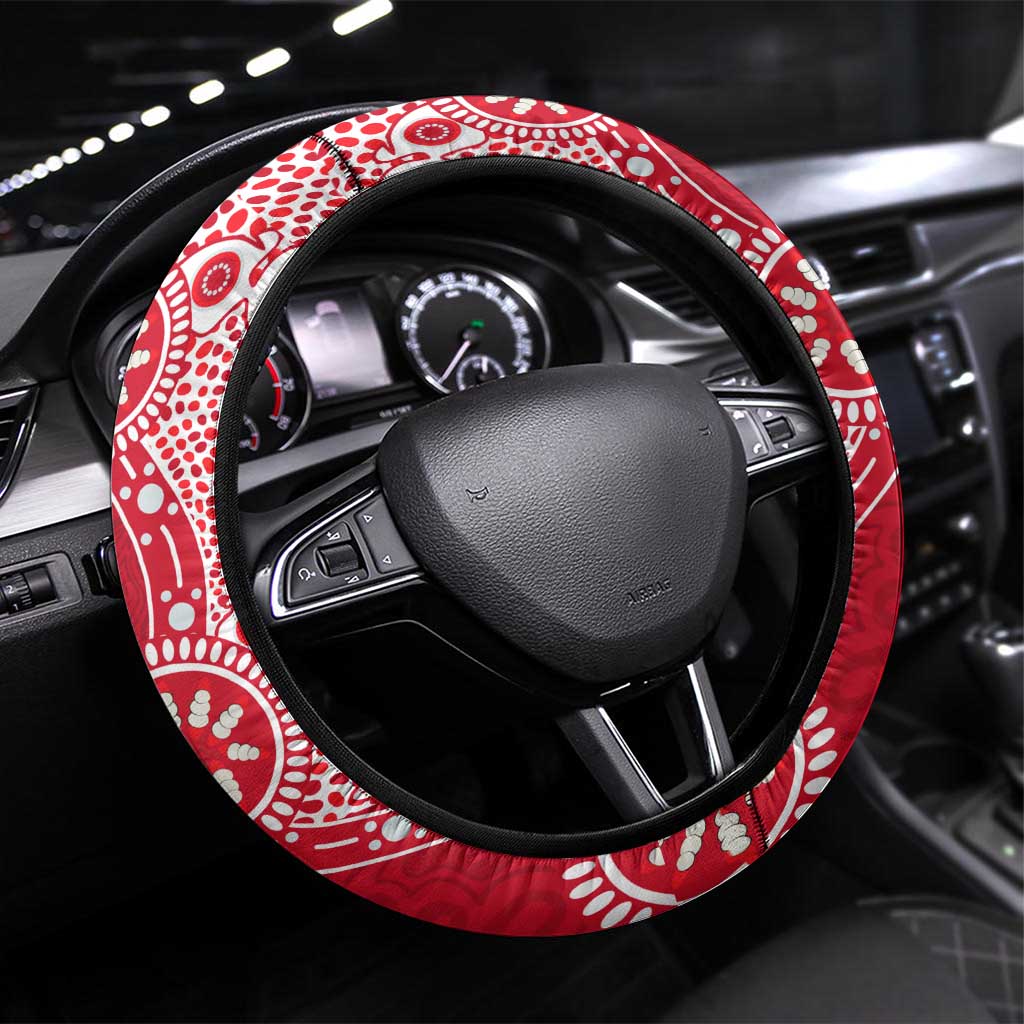 Dolphins NRL NAIDOC Week 2026 Steering Wheel Cover Aboriginal Lizard Dot Painting - 50 Years of Deadly