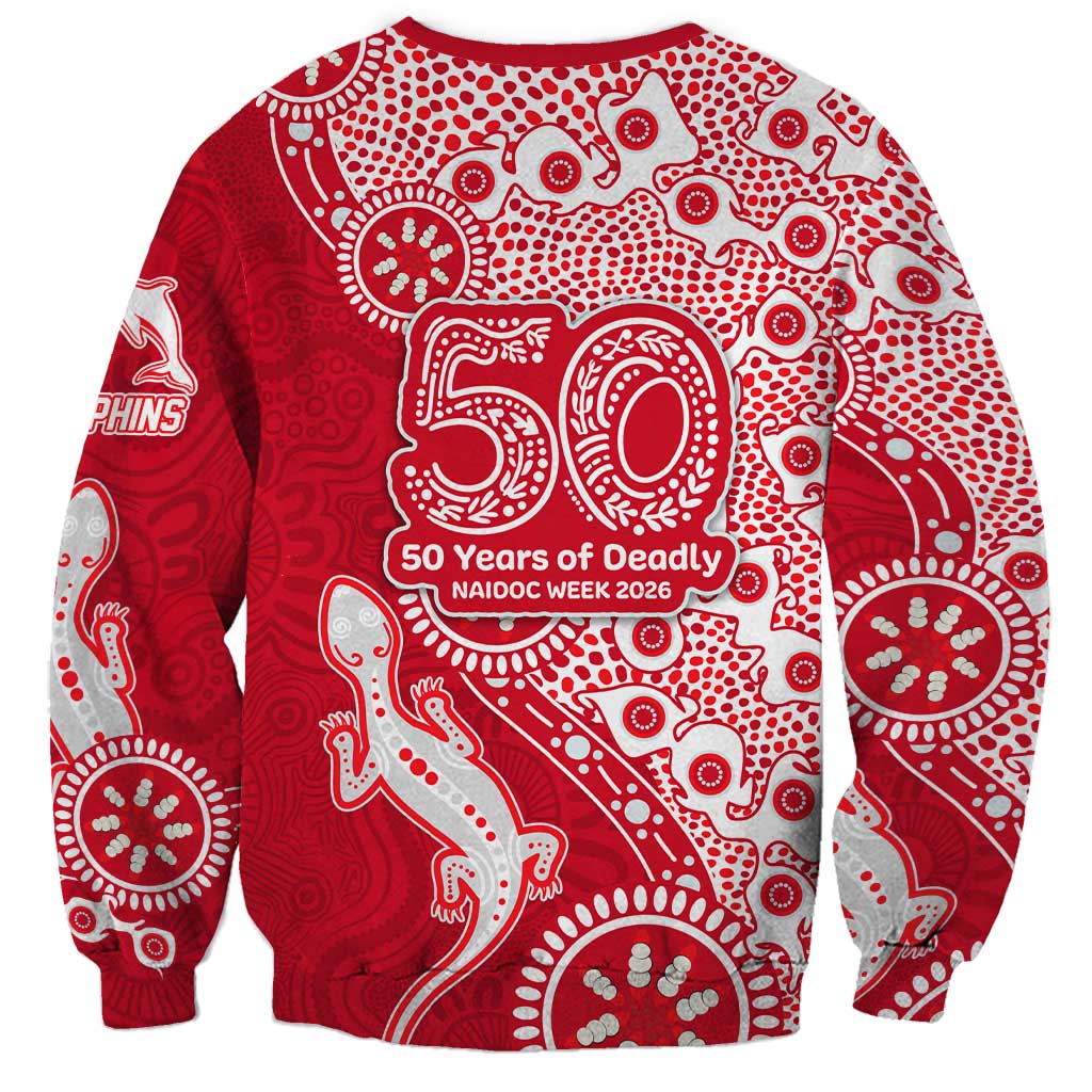Dolphins NRL NAIDOC Week 2026 Sweatshirt Aboriginal Lizard Dot Painting - 50 Years of Deadly