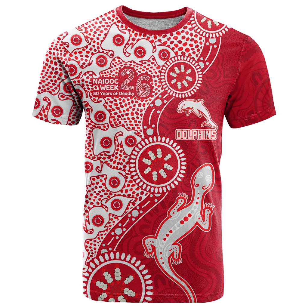 Dolphins NRL NAIDOC Week 2026 T Shirt Aboriginal Lizard Dot Painting - 50 Years of Deadly