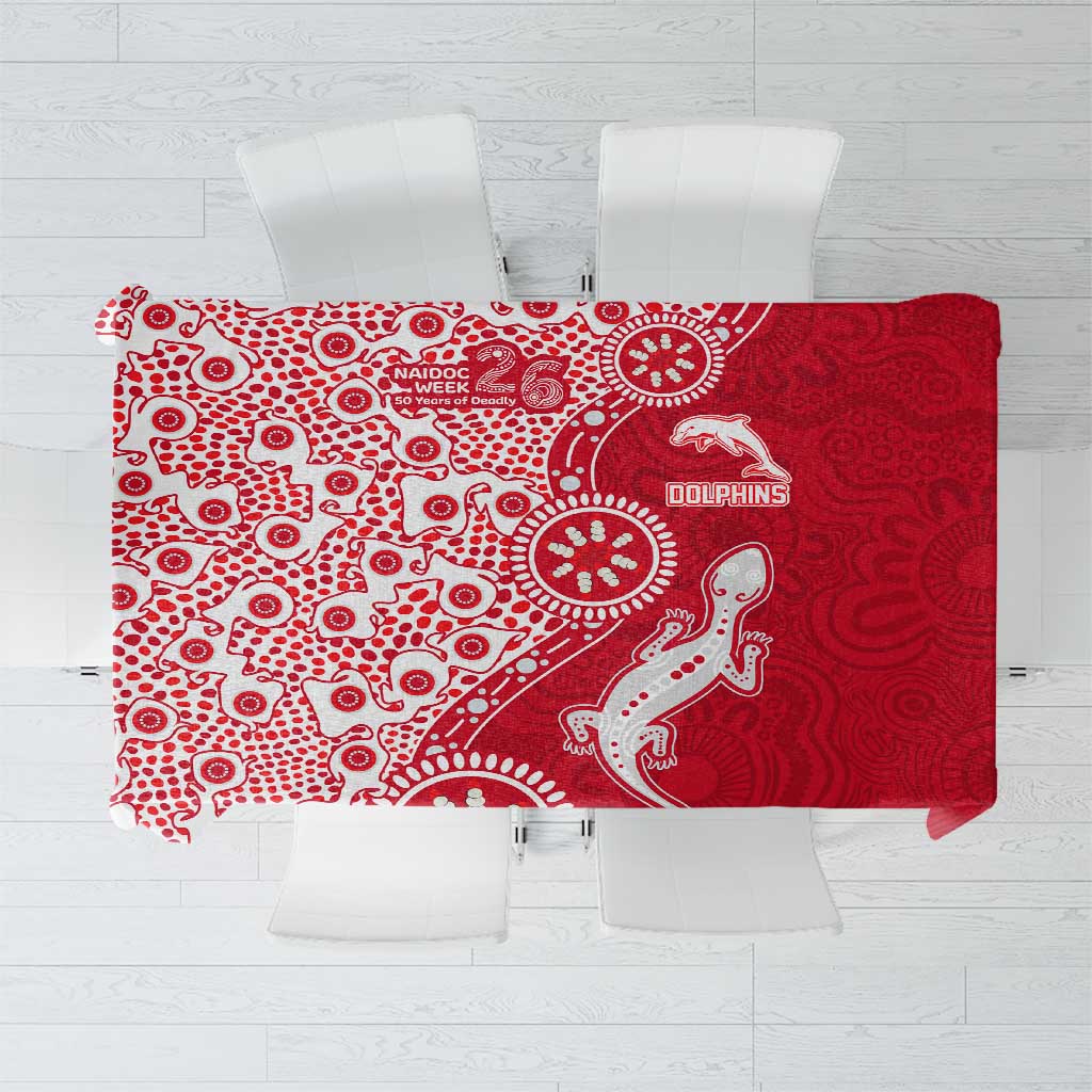 Dolphins NRL NAIDOC Week 2026 Tablecloth Aboriginal Lizard Dot Painting - 50 Years of Deadly
