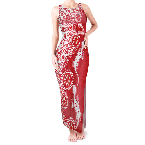 Dolphins NRL NAIDOC Week 2026 Tank Maxi Dress Aboriginal Lizard Dot Painting - 50 Years of Deadly