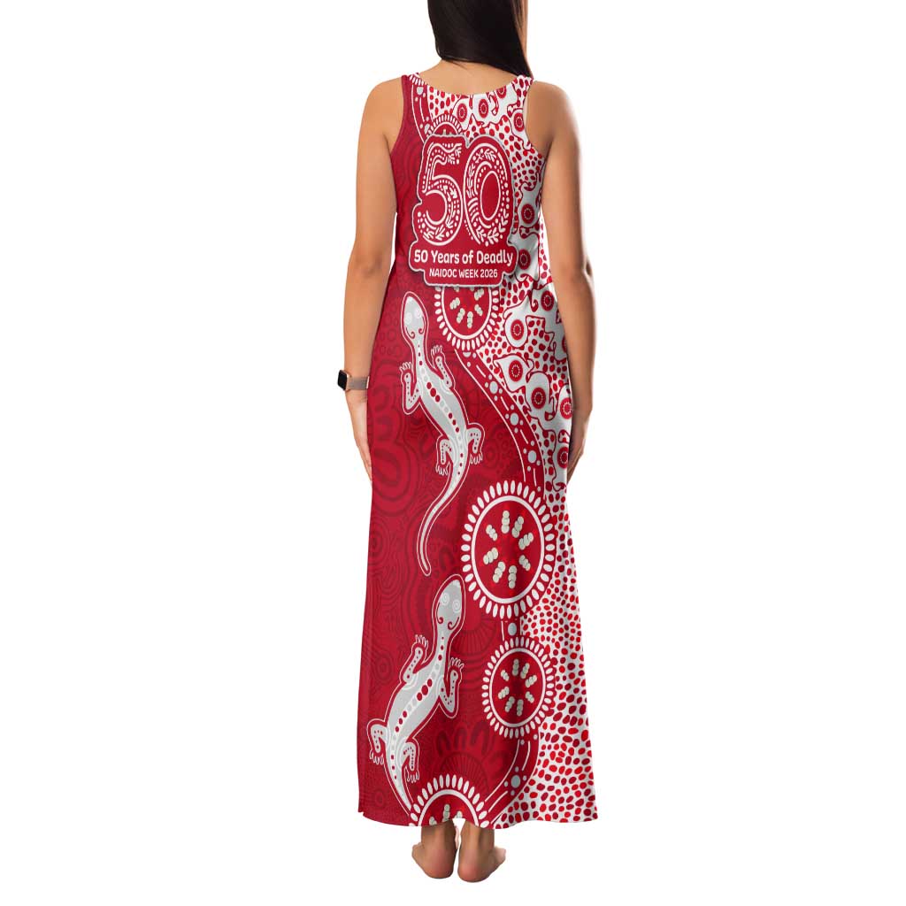 Dolphins NRL NAIDOC Week 2026 Tank Maxi Dress Aboriginal Lizard Dot Painting - 50 Years of Deadly