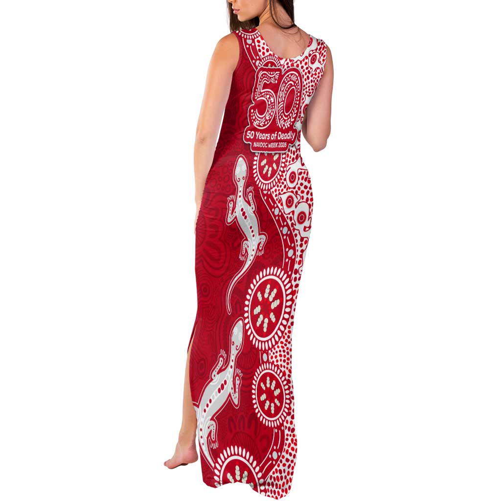 Dolphins NRL NAIDOC Week 2026 Tank Maxi Dress Aboriginal Lizard Dot Painting - 50 Years of Deadly