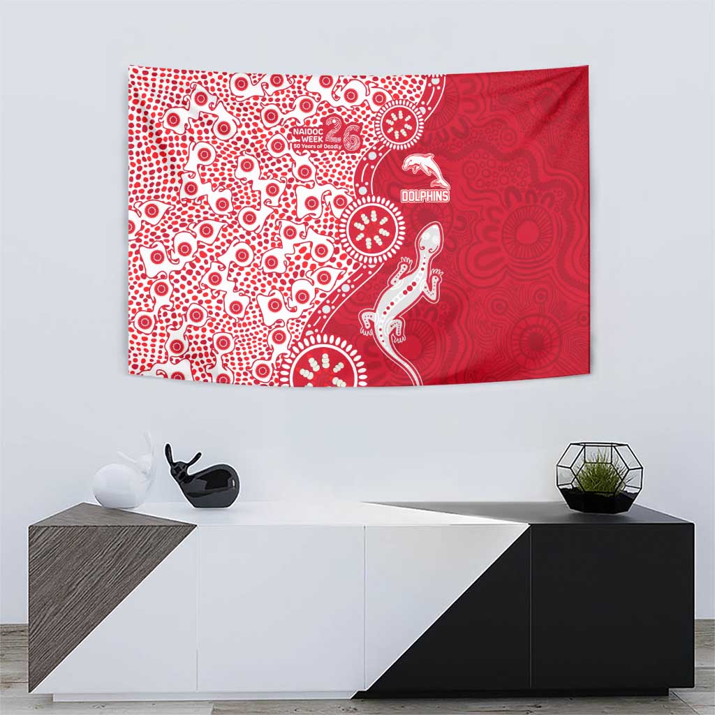 Dolphins NRL NAIDOC Week 2026 Tapestry Aboriginal Lizard Dot Painting - 50 Years of Deadly