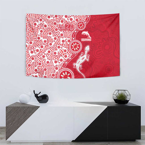 Dolphins NRL NAIDOC Week 2026 Tapestry Aboriginal Lizard Dot Painting - 50 Years of Deadly