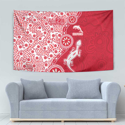 Dolphins NRL NAIDOC Week 2026 Tapestry Aboriginal Lizard Dot Painting - 50 Years of Deadly