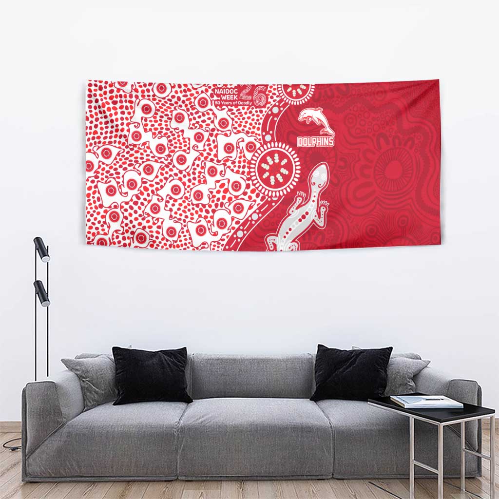 Dolphins NRL NAIDOC Week 2026 Tapestry Aboriginal Lizard Dot Painting - 50 Years of Deadly