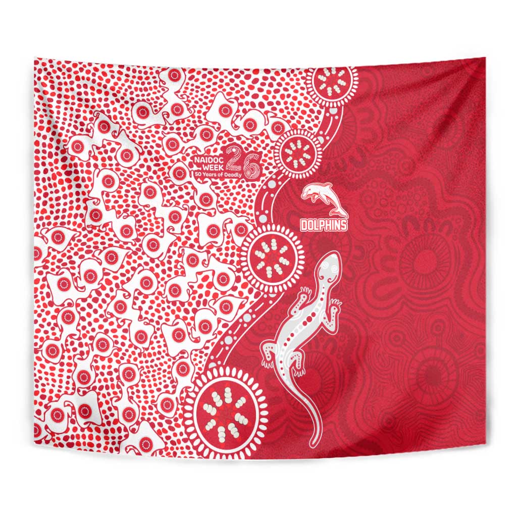 Dolphins NRL NAIDOC Week 2026 Tapestry Aboriginal Lizard Dot Painting - 50 Years of Deadly