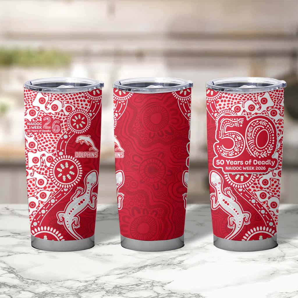 Dolphins NRL NAIDOC Week 2026 Tumbler Cup Aboriginal Lizard Dot Painting - 50 Years of Deadly