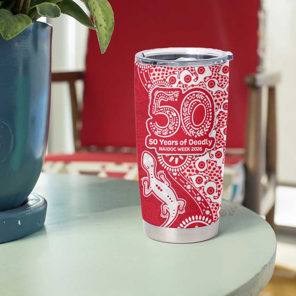 Dolphins NRL NAIDOC Week 2026 Tumbler Cup Aboriginal Lizard Dot Painting - 50 Years of Deadly
